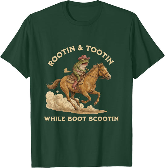 Rootin & Tootin Boot Scootin Sarcastic Western Cowboy Frog T T-Shirt - T-Shirt | Forest