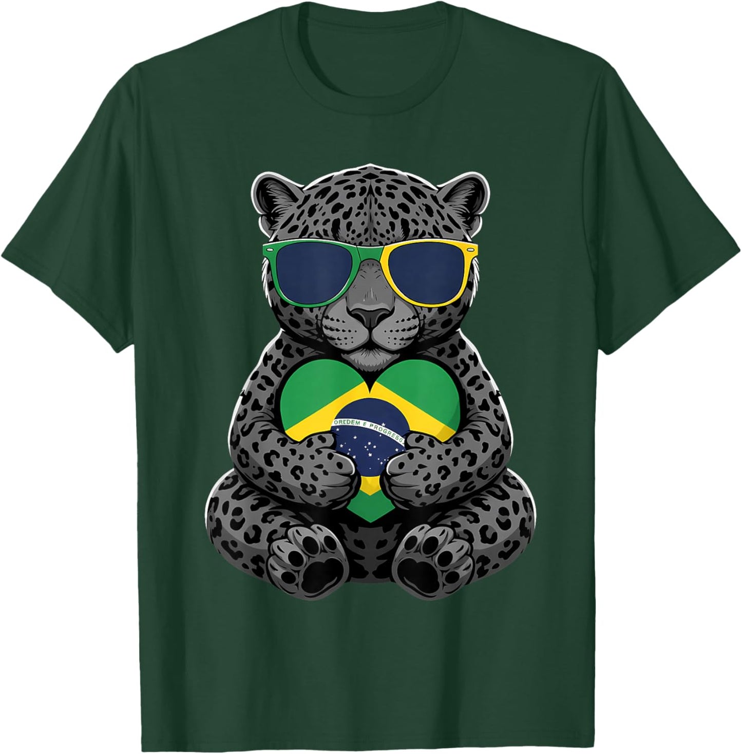 Brasil Flag Leopard Brazilian Pride Brasilian Roots Brazil T-Shirt - T-Shirt | Forest