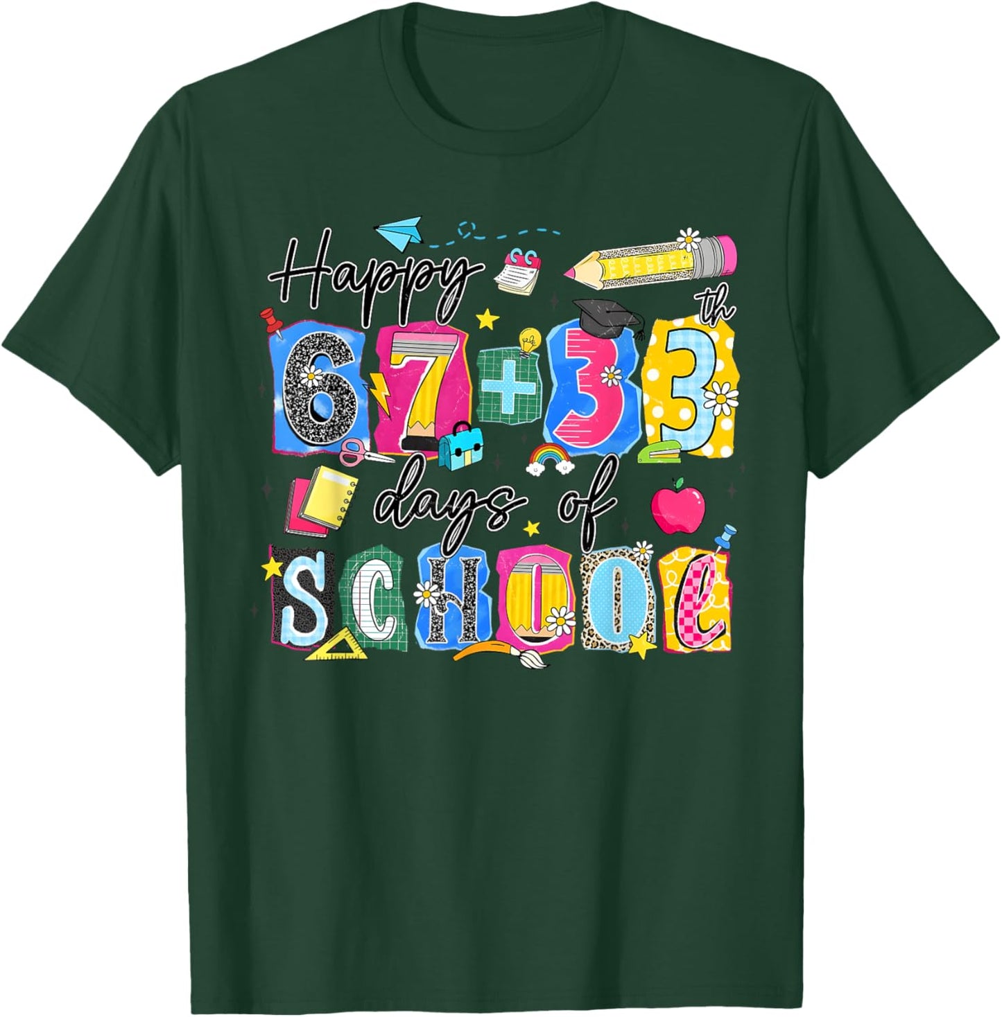 I Survived 67 33 100 Days of School 100th Day Teacher Kids T-Shirt - T-Shirt | Forest