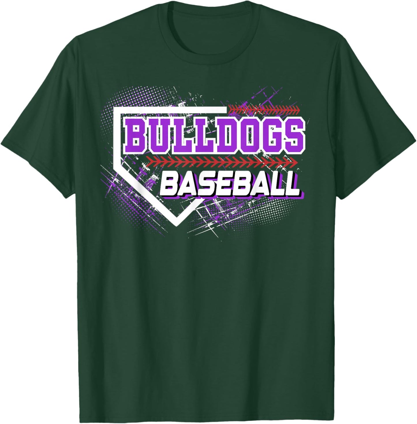 Bulldogs Baseball School Spirit Purple Bulldog Mascot Team T-Shirt - T-Shirt | Forest