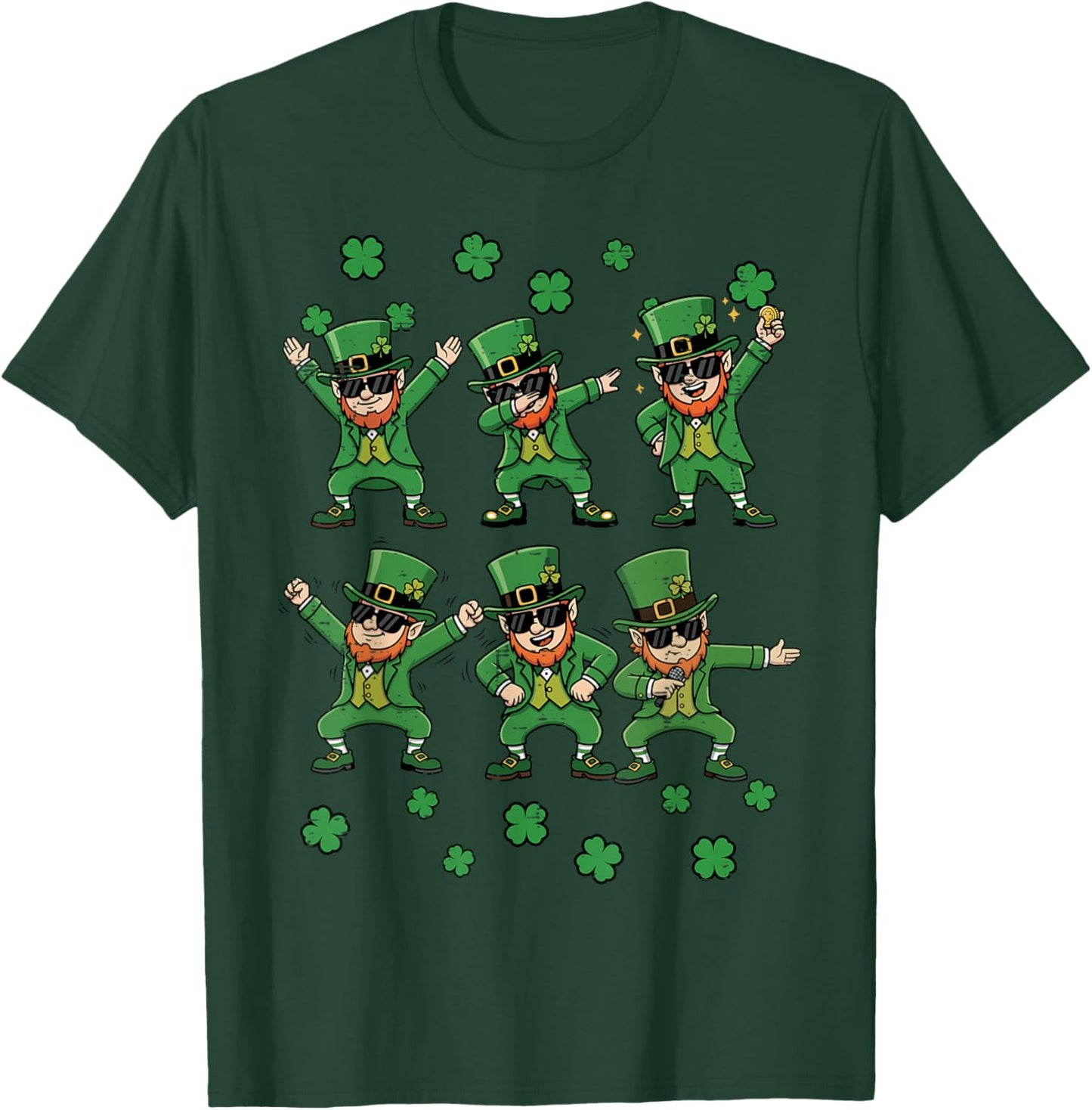 St Patricks Day Leprechaun Poses Saint Pattys Kids Men Women T-Shirt - T-Shirt | Forest