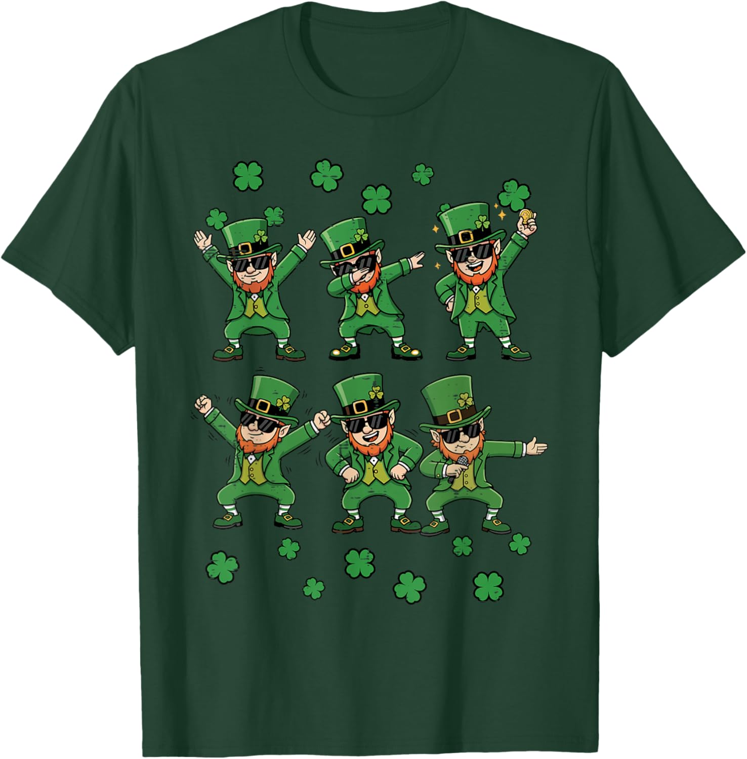 St Patricks Day Leprechaun Poses Saint Pattys Kids Men Women T-Shirt - T-Shirt | Forest