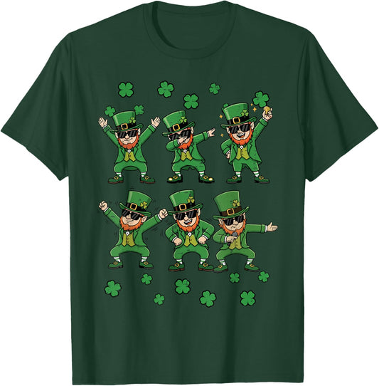 St Patricks Day Leprechaun Poses Saint Pattys Kids Men Women T-Shirt - T-Shirt | Forest