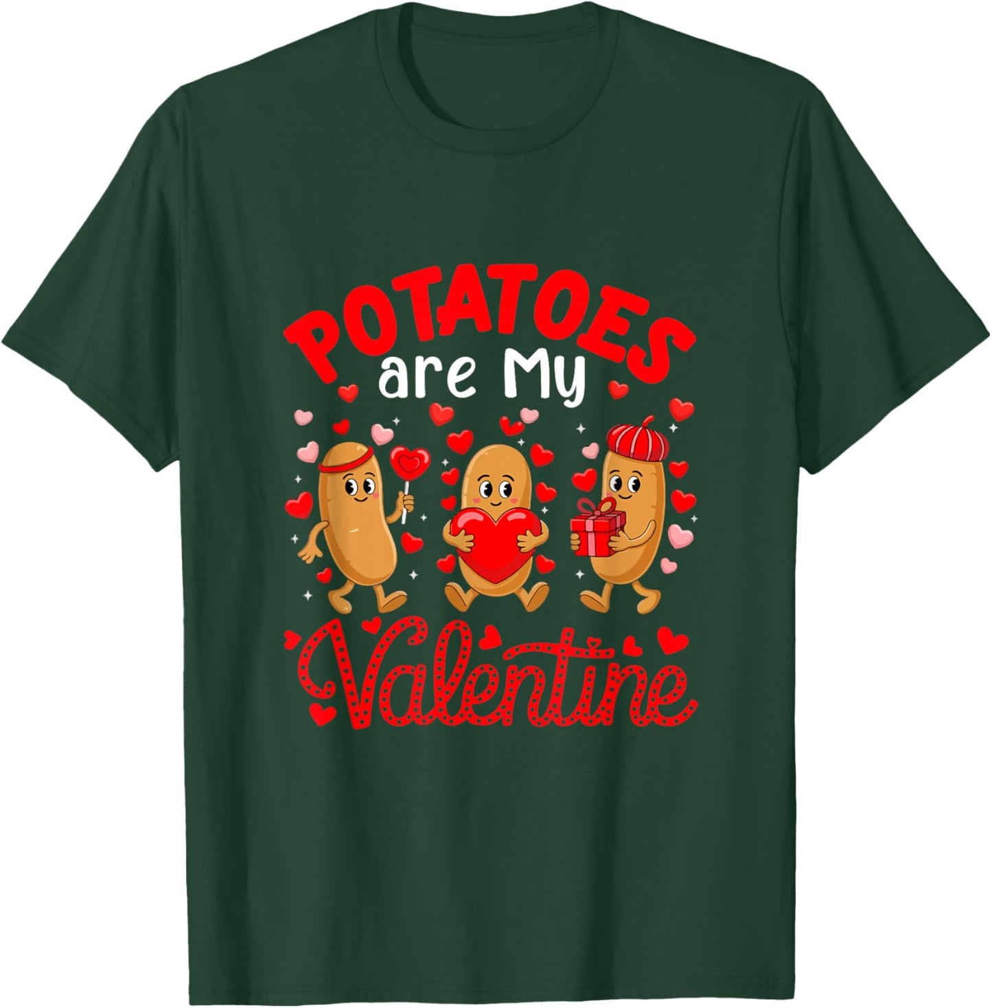 Potatoes are My Valentine Heart Funny Food Lover Vegan T-Shirt - T-Shirt | Forest