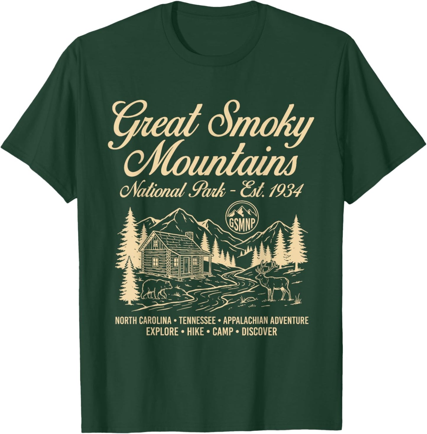 Great Smoky Mountains National Park Vintage Hiking T-Shirt - T-Shirt | Forest