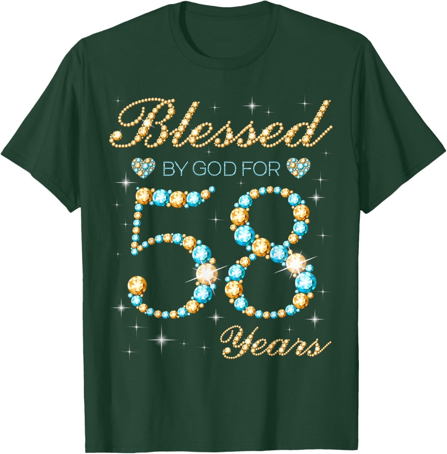 Blessed by God for 58 Years Old 58th Birthday Party Cute T-Shirt - T-Shirt | Forest