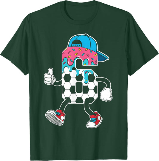 Soccer 6 Year Old Ice Cream Drip Youth 6th Birthday Boy 6 T-Shirt - T-Shirt | Forest