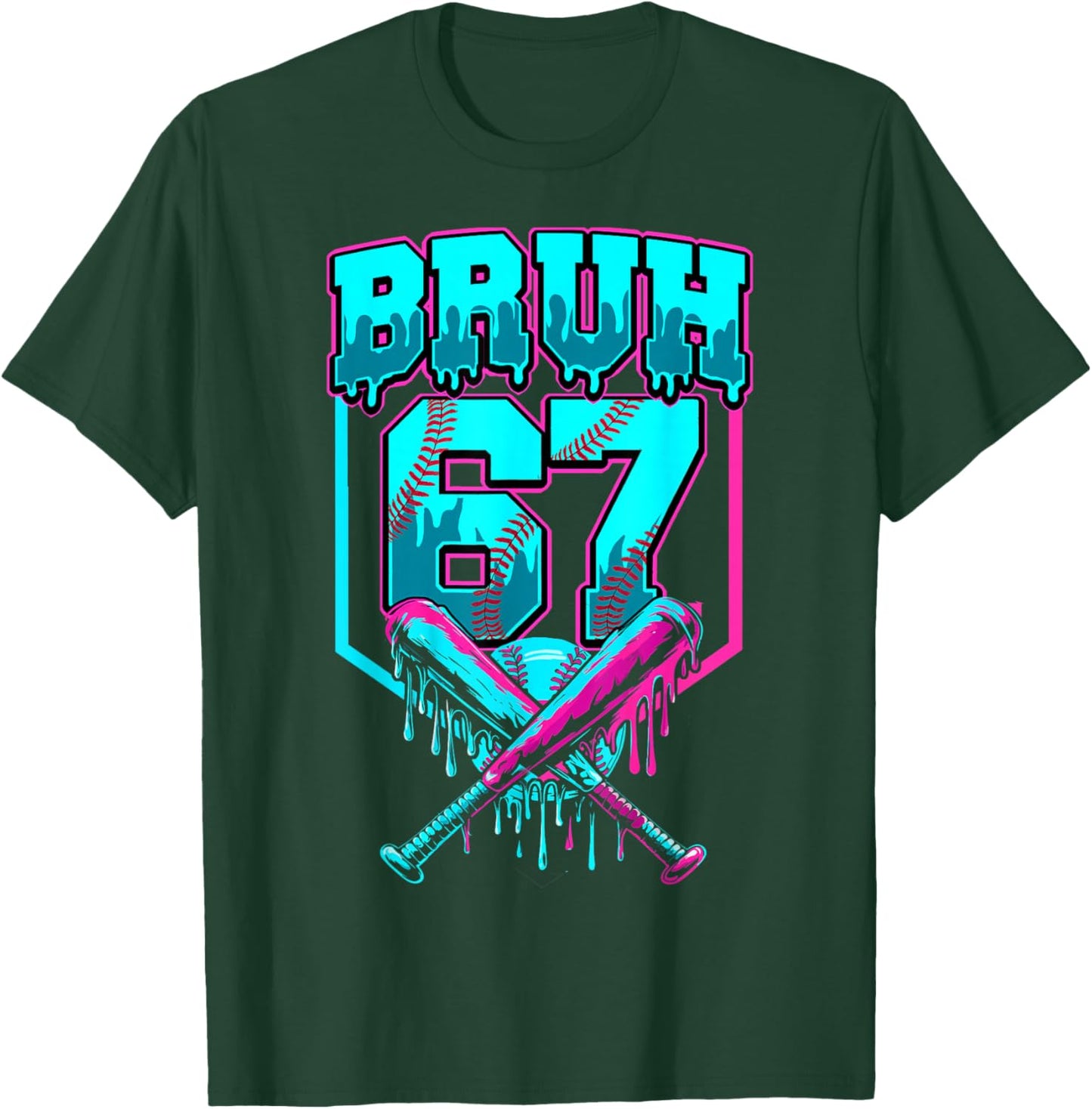 Baseball Bruh 67 Meme Ice Cream Drip Six Seven Birthday Boy T-Shirt - T-Shirt | Forest