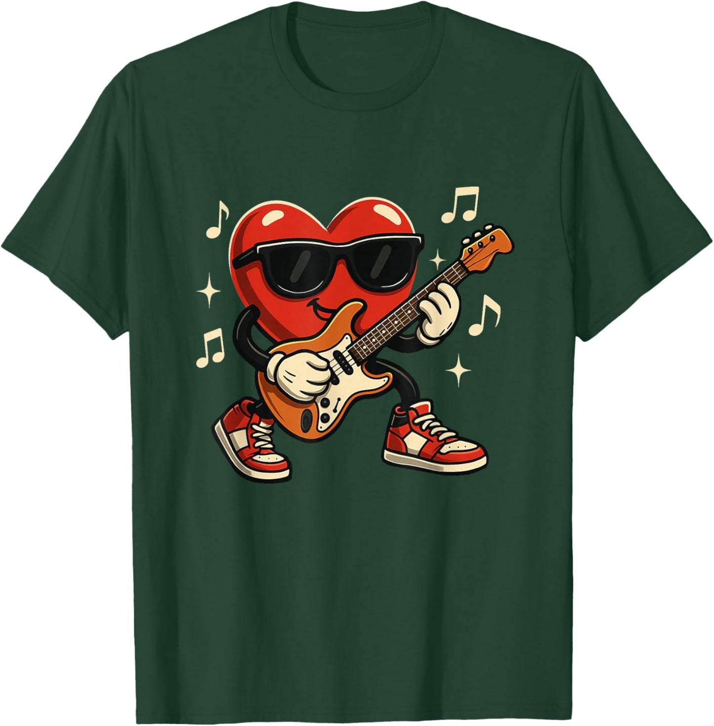 Guitar Player Valentine's Day Guitarist Teen Boys Men T-Shirt - T-Shirt | Forest