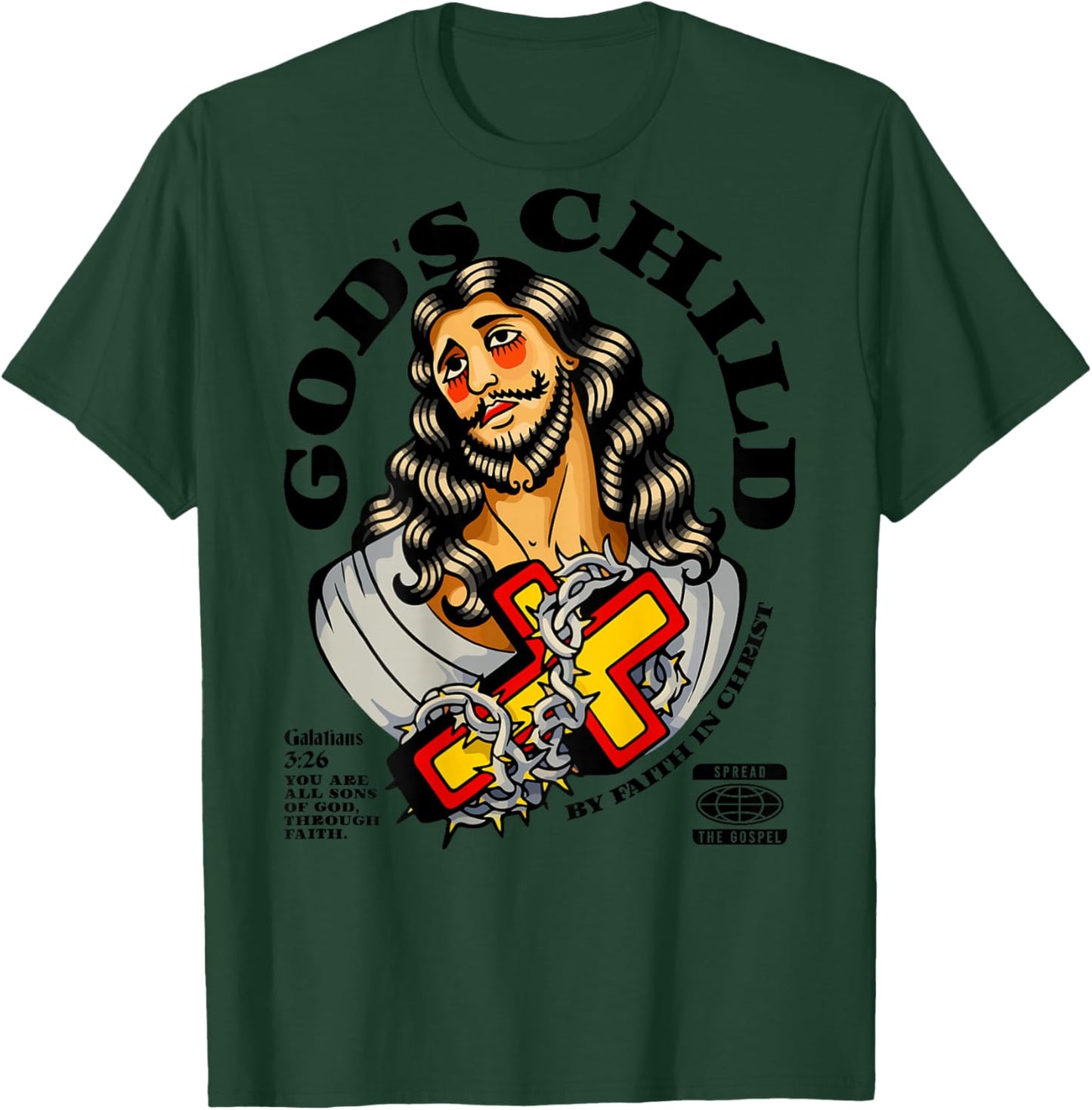 God's Child by Faith in Christ - Bible Verse - Jesus Back T-Shirt - T-Shirt | Forest