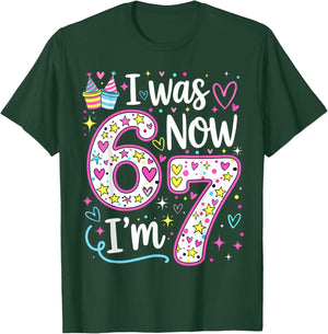 Birthday Girl I was 6 Now I'm 7 Six Seven 7 Years Old T-Shirt - T-Shirt | Forest
