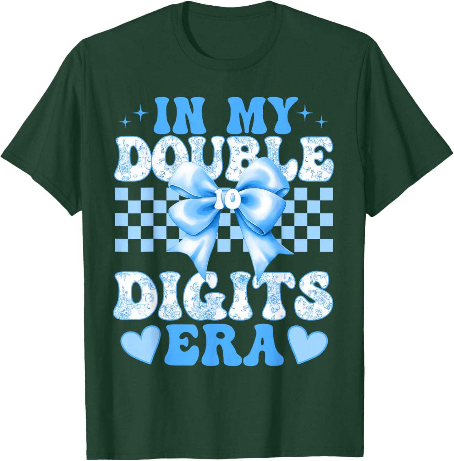 Groovy in My Double Digits Era 10th Birthday Coquette Bow T-Shirt - T-Shirt | Forest