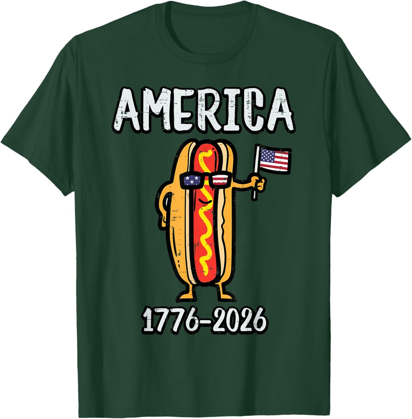 250 Years America Hotdog 250th Anniversary Men Women Kids T-Shirt - T-Shirt | Forest