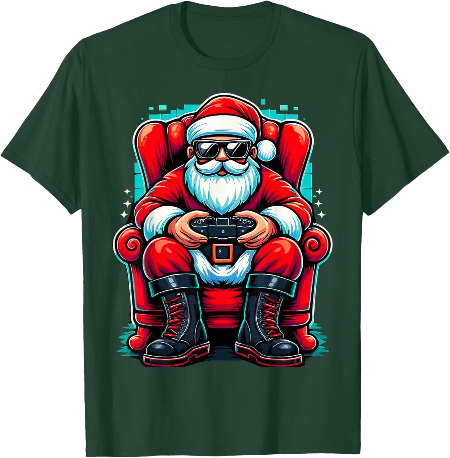 Christmas Gamer Santa Xmas T-Shirt - T-Shirt | Forest
