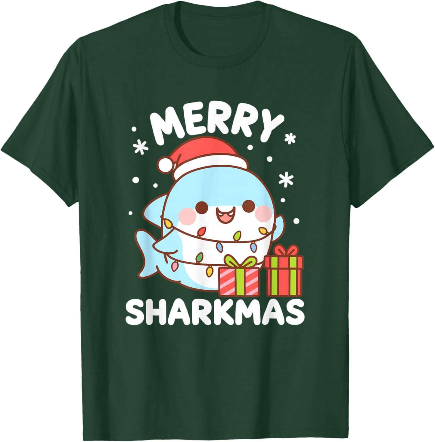 Merry Sharkmas Cute Kawaii Shark Christmas Xmas Holiday T-Shirt - T-Shirt | Forest