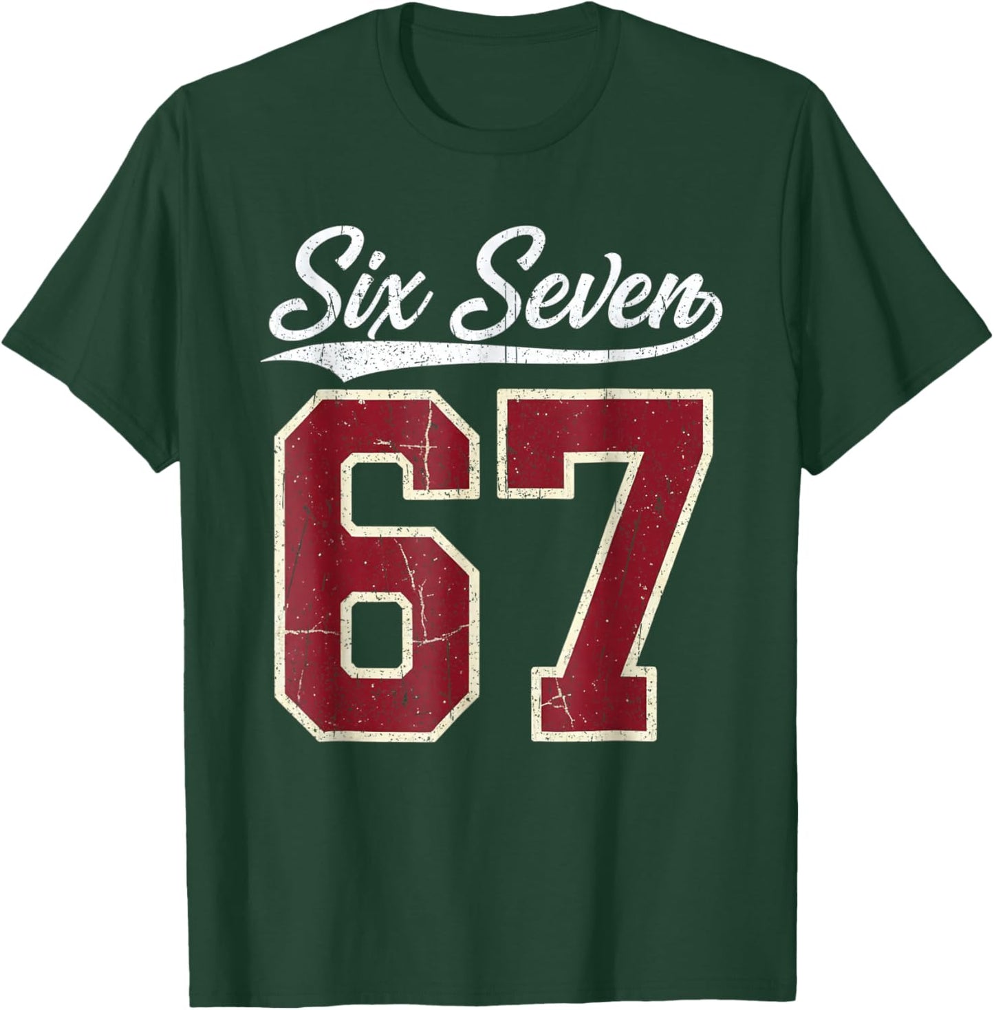 Six Seven Meme Boys Girls Kids 67 Baseball Jersey T-Shirt - T-Shirt | Forest
