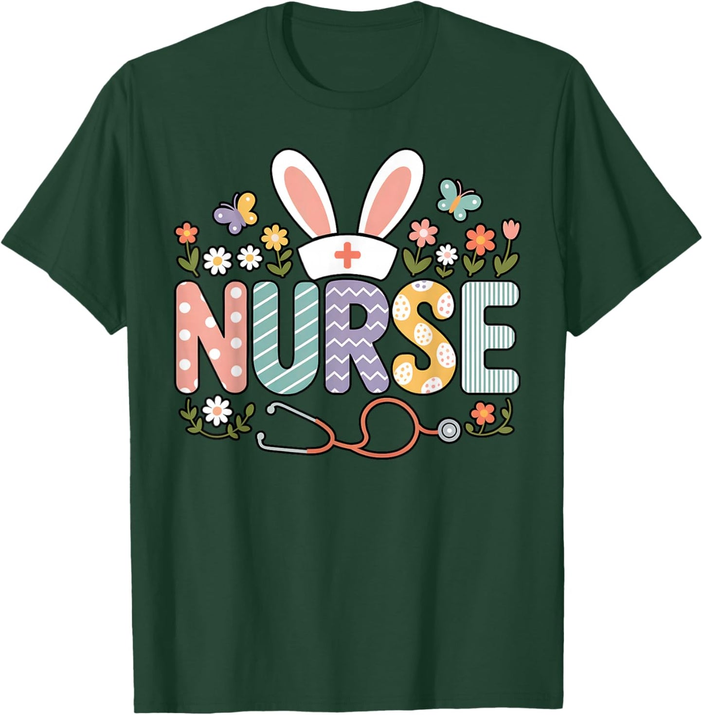 Nurse Easter Bunny Funny Nurse Spring Holiday T-Shirt - T-Shirt | Forest