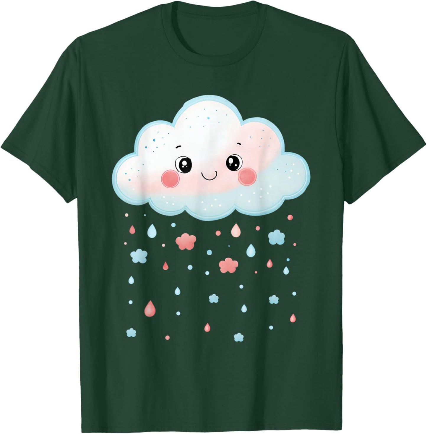 Cloud Raindrops Water White Cute Kawaii Funny Cloud T-Shirt - T-Shirt | Forest