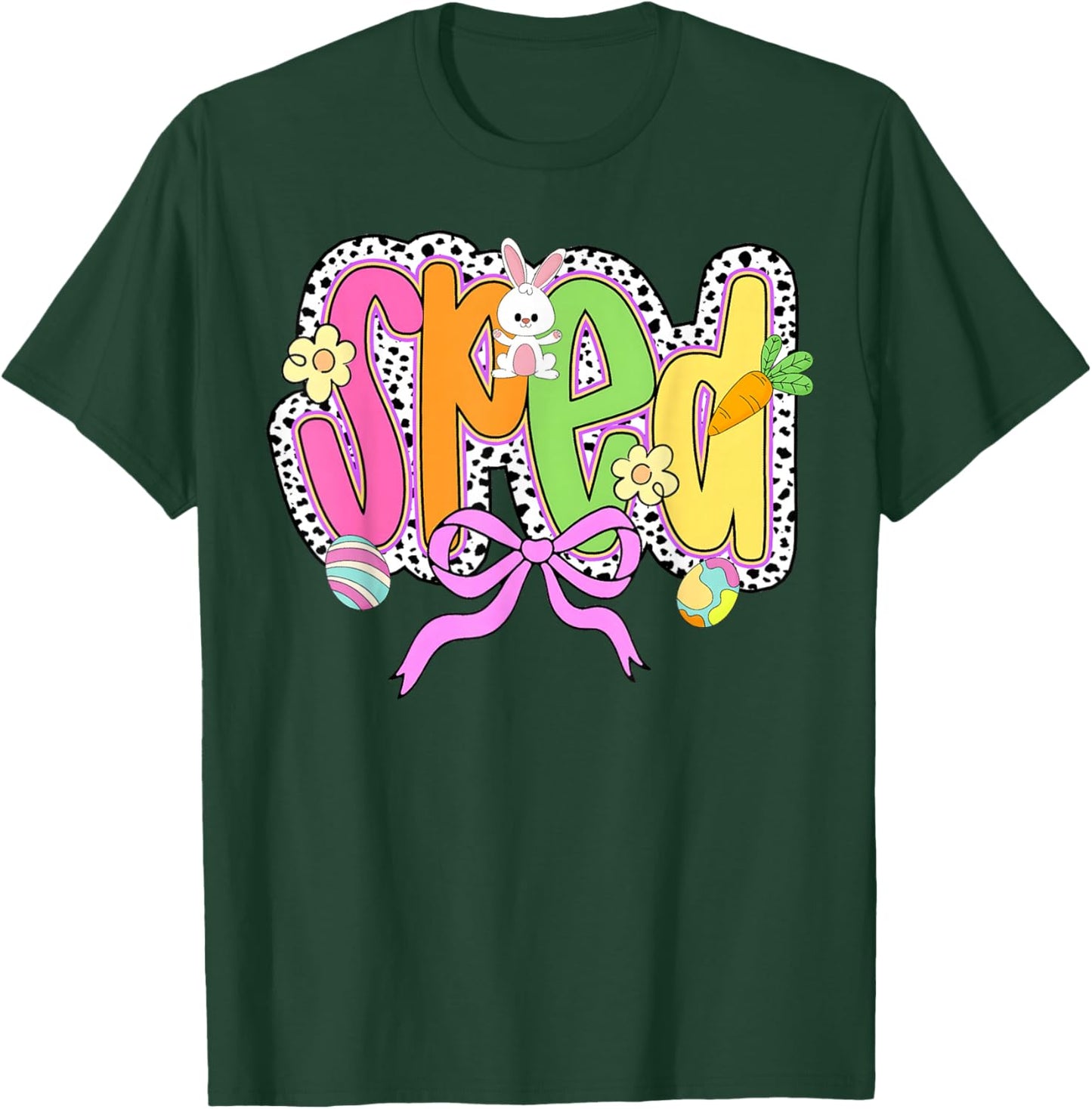 Happy Easter SPED Coquette Bow Bunny Eggs Women T-Shirt - T-Shirt | Forest