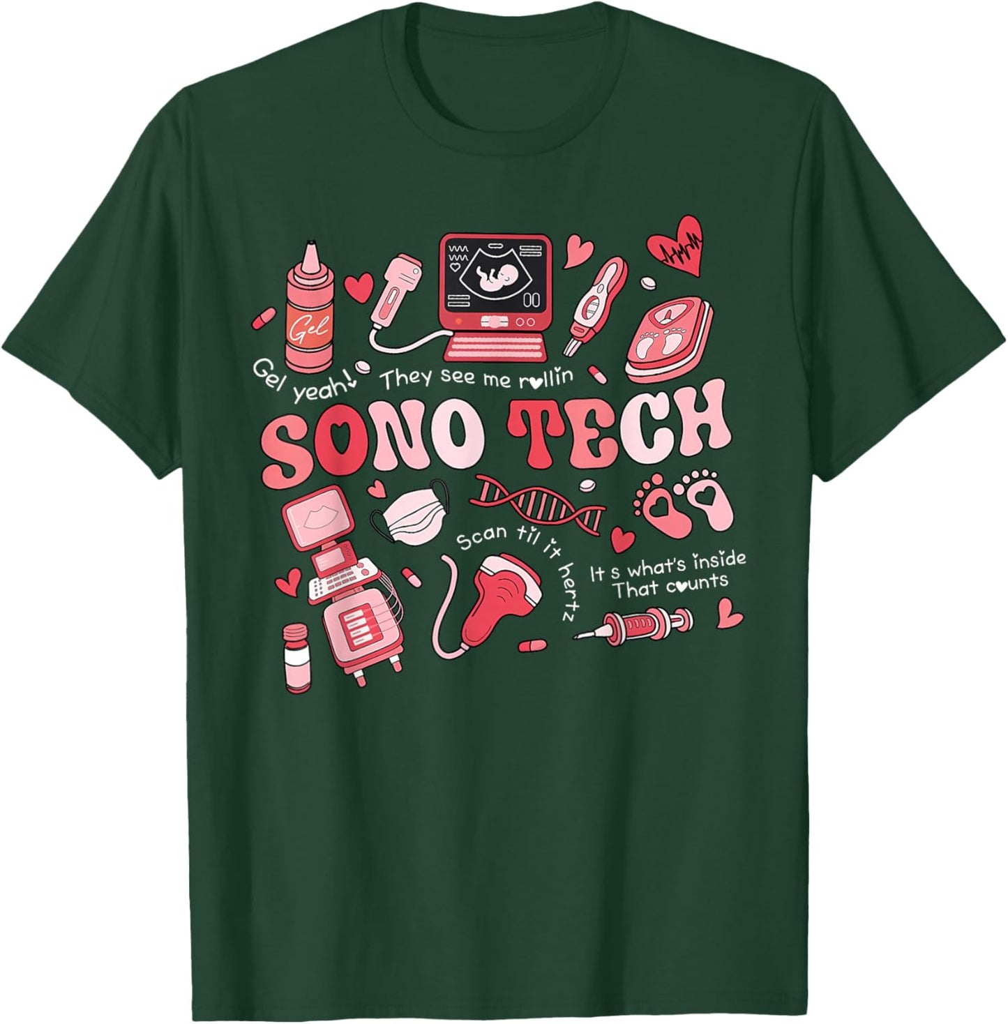 Cute Sonographer Valentines Sono Tech Ultrasound Tech T-Shirt - T-Shirt | Forest