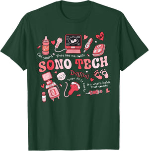 Cute Sonographer Valentines Sono Tech Ultrasound Tech T-Shirt - T-Shirt | Forest