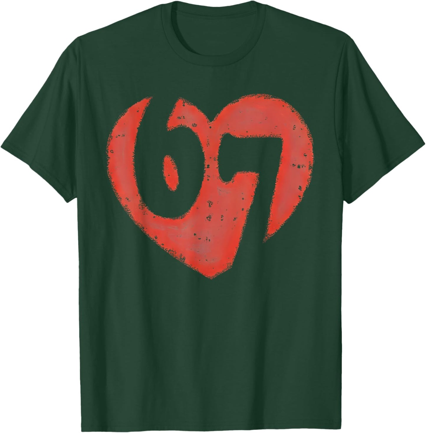 Ash Six Seven Valentine Meme 67 Heart Couple Lover Gifts T-Shirt - T-Shirt | Forest