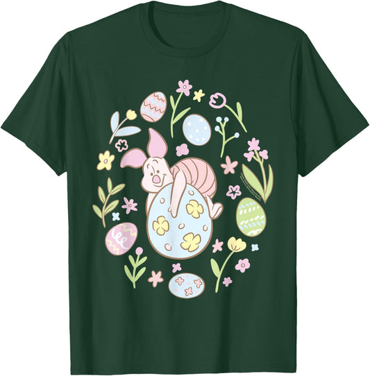 Disney Winnie The Pooh Piglet Easter Egg Pastel Spring Icons T-Shirt - T-Shirt | Forest