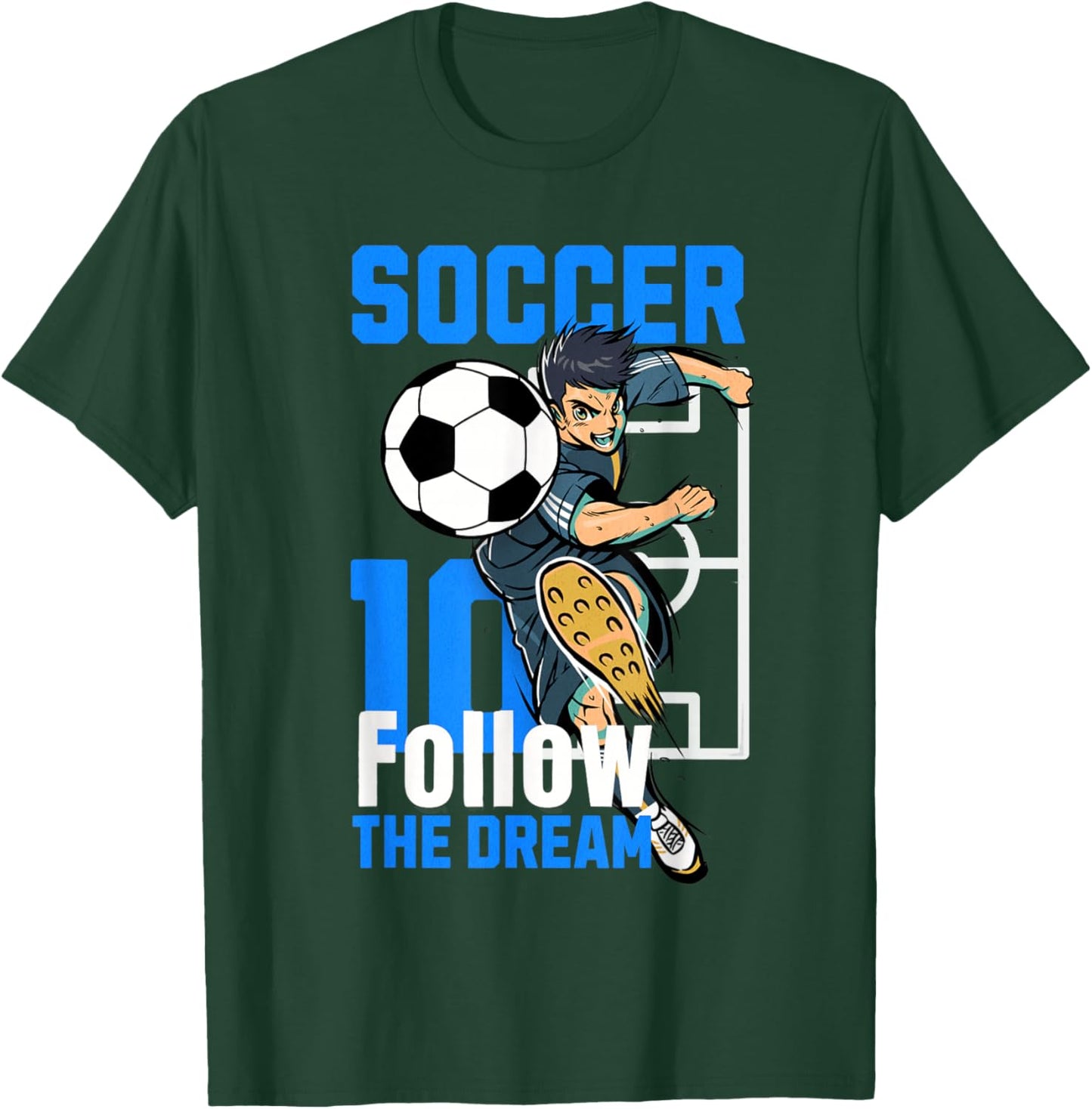 Soccer Player Action Art Follow The Dream Design T-Shirt - T-Shirt | Forest