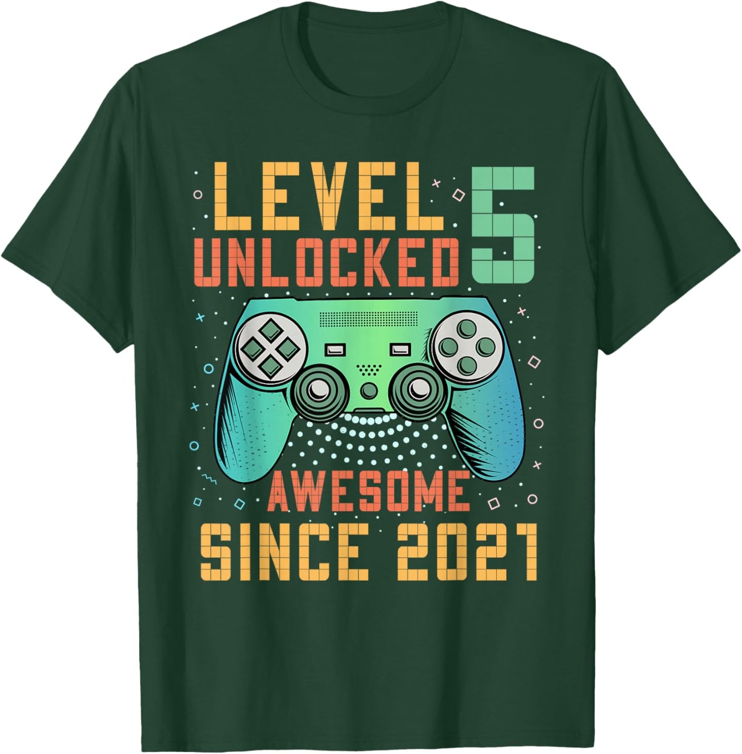 Level 5 Unlocked Awesome Since 2021 5th Birthday Boy T-Shirt - T-Shirt | Forest