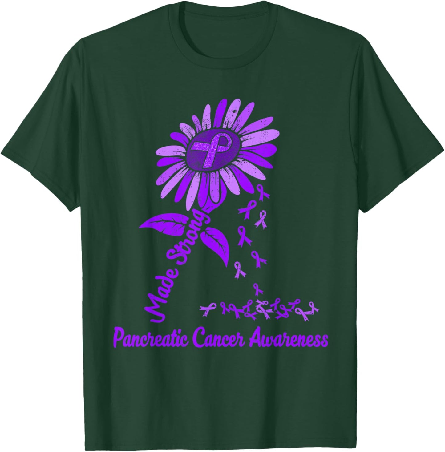 Pancreatic Cancer Awareness Sunflower Ribbon Purple Support T-Shirt - T-Shirt | Forest