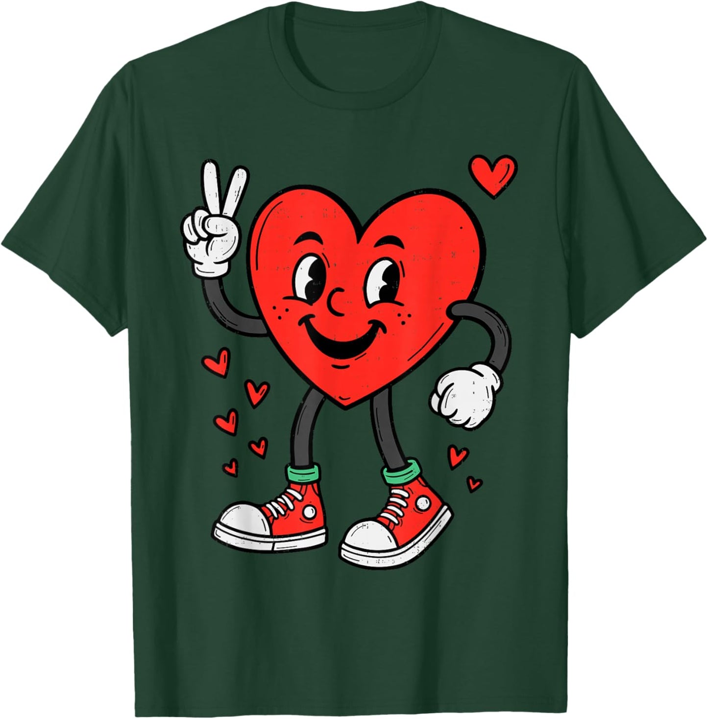 Heart Peace Hand Funny Valentines Day Boys Men Women Kids T-Shirt - T-Shirt | Forest