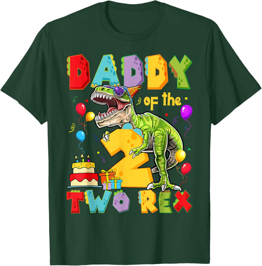 Daddy of The Two Rex 2nd Birthday Boy Dinosaur T-Rex T-Shirt - T-Shirt | Forest