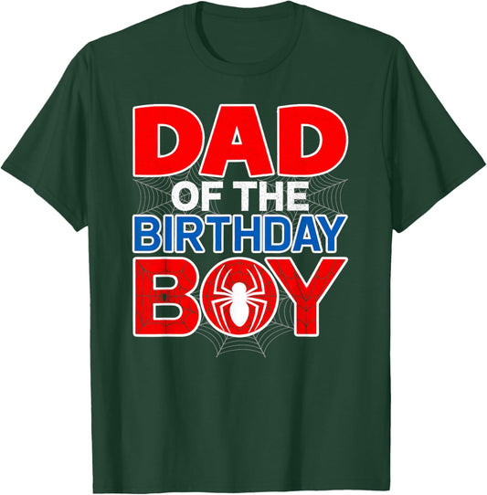 Dad of The Birthday Boy Funny Spider Web Family Matching T-Shirt - T-Shirt | Forest