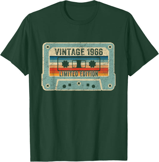 Vintage Born in 1966 Cassette Tape 60th Birthday 60 Year Old T-Shirt - T-Shirt | Forest