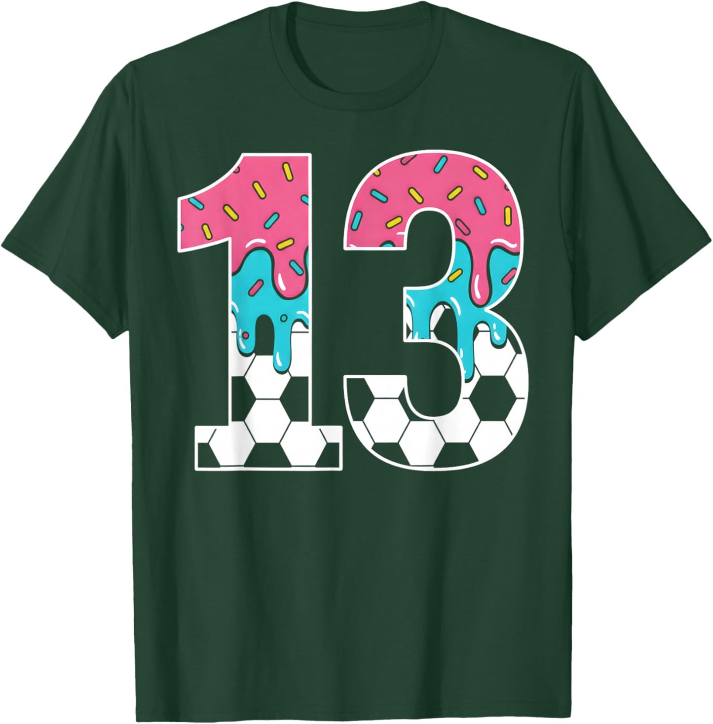 Soccer 13 Year Old Ice Cream Drip Youth 13th Birthday Boy 13 T-Shirt - T-Shirt | Forest