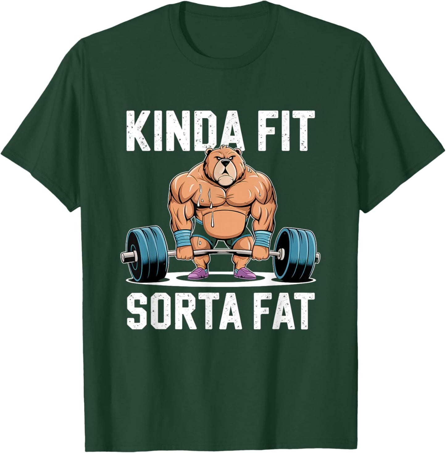 Kinda Fit Sorta Fat Funny Gym Body Cute Bear Retro T-Shirt - T-Shirt | Forest