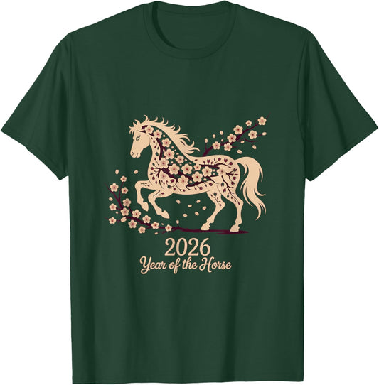 Year of The Fire Horse 2026 Festive Chinese New Year T-Shirt - T-Shirt | Forest