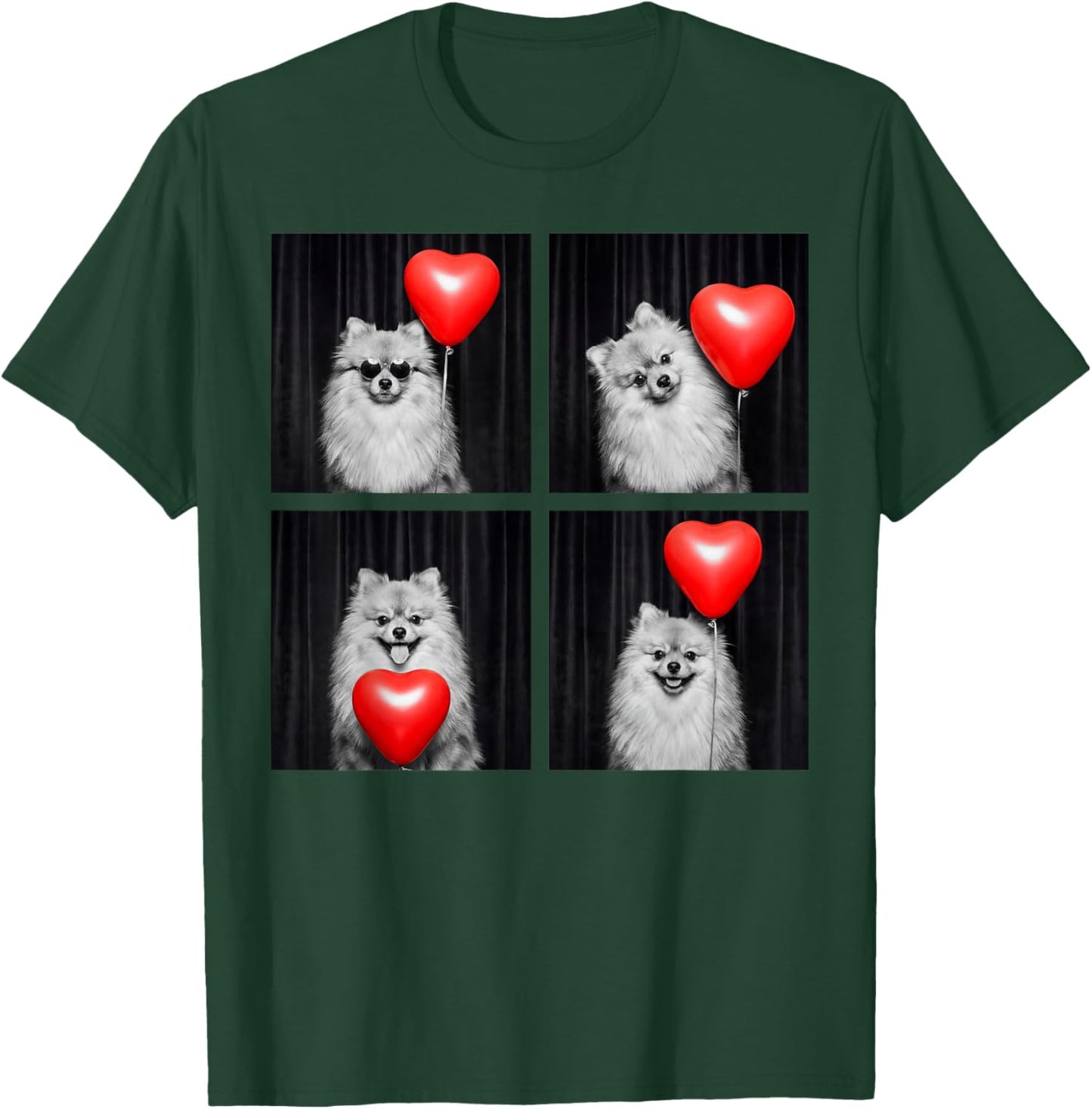 Funny Pomeranian Photobooth Dog Lover Design Valentines T-Shirt - T-Shirt | Forest