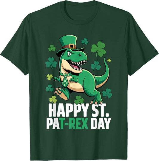 Happy St PaT-Rex Dinosaur Saint Patrick's Day for Boys Girls T-Shirt - T-Shirt | Forest