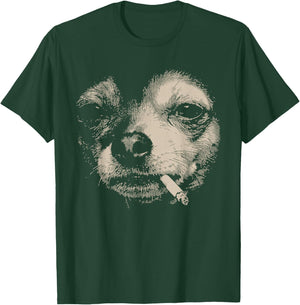 Smoking Chihuahua Meme Funny Dog Face Y2K Grunge Dog T-Shirt - T-Shirt | Forest