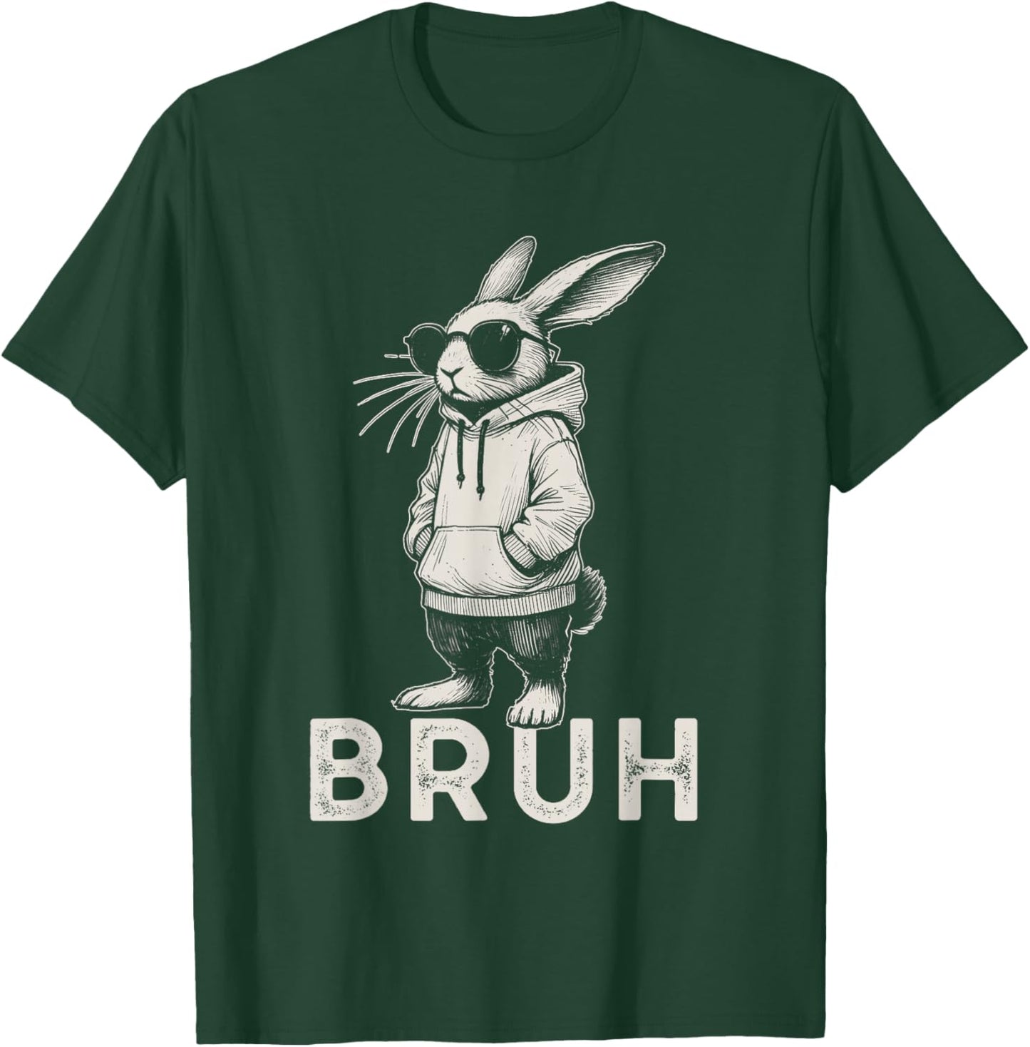 Bruh Bunny Face with Sunglasses Easter Day for Boys Men Kids T-Shirt - T-Shirt | Forest