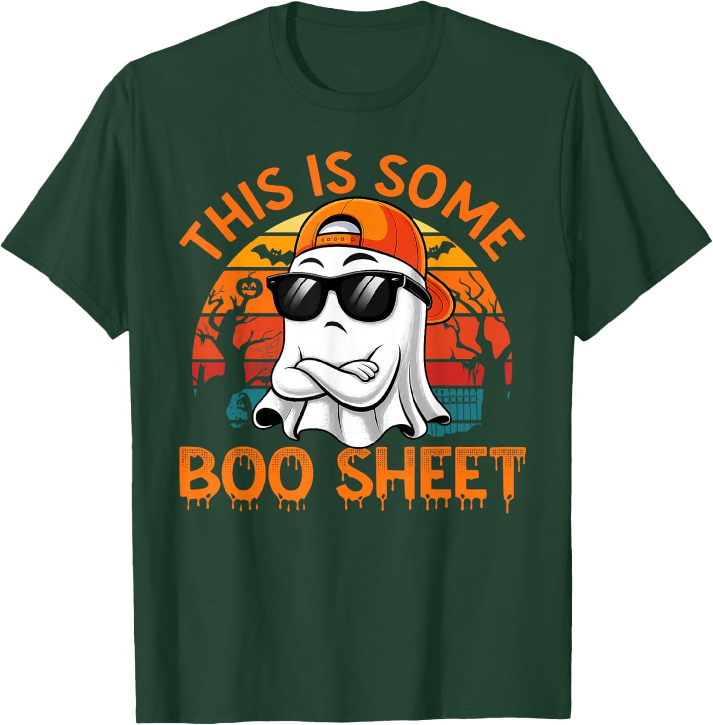 Funny Halloween This is Some Boo Sheet Ghost Retro Men Boys T-Shirt - T-Shirt | Forest