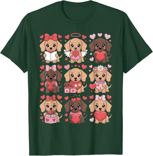 Cute Dachshund Valentine's Day Wiener Doxie Dog Lover Heart T-Shirt - T-Shirt | Forest