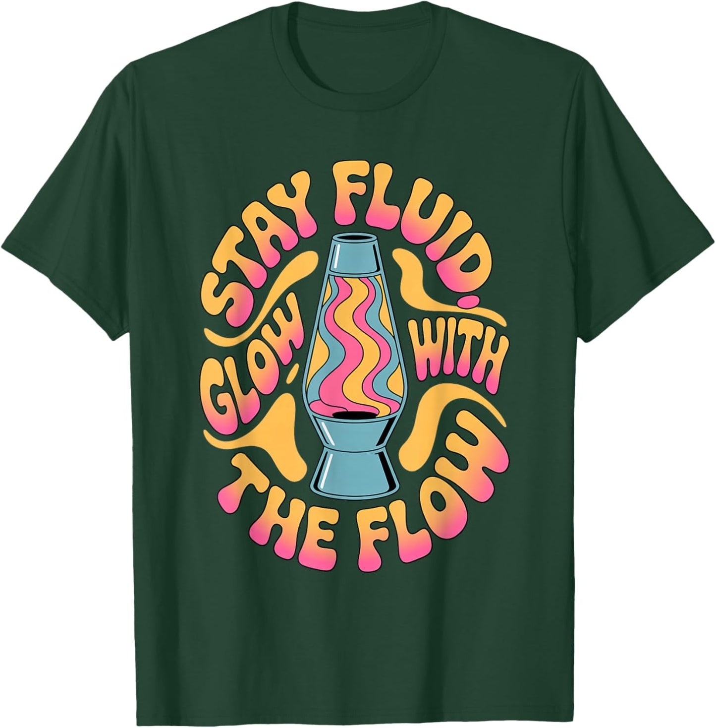 Glow with The Flow Lava Lamp Psychedelic Retro Style T-Shirt - T-Shirt | Forest