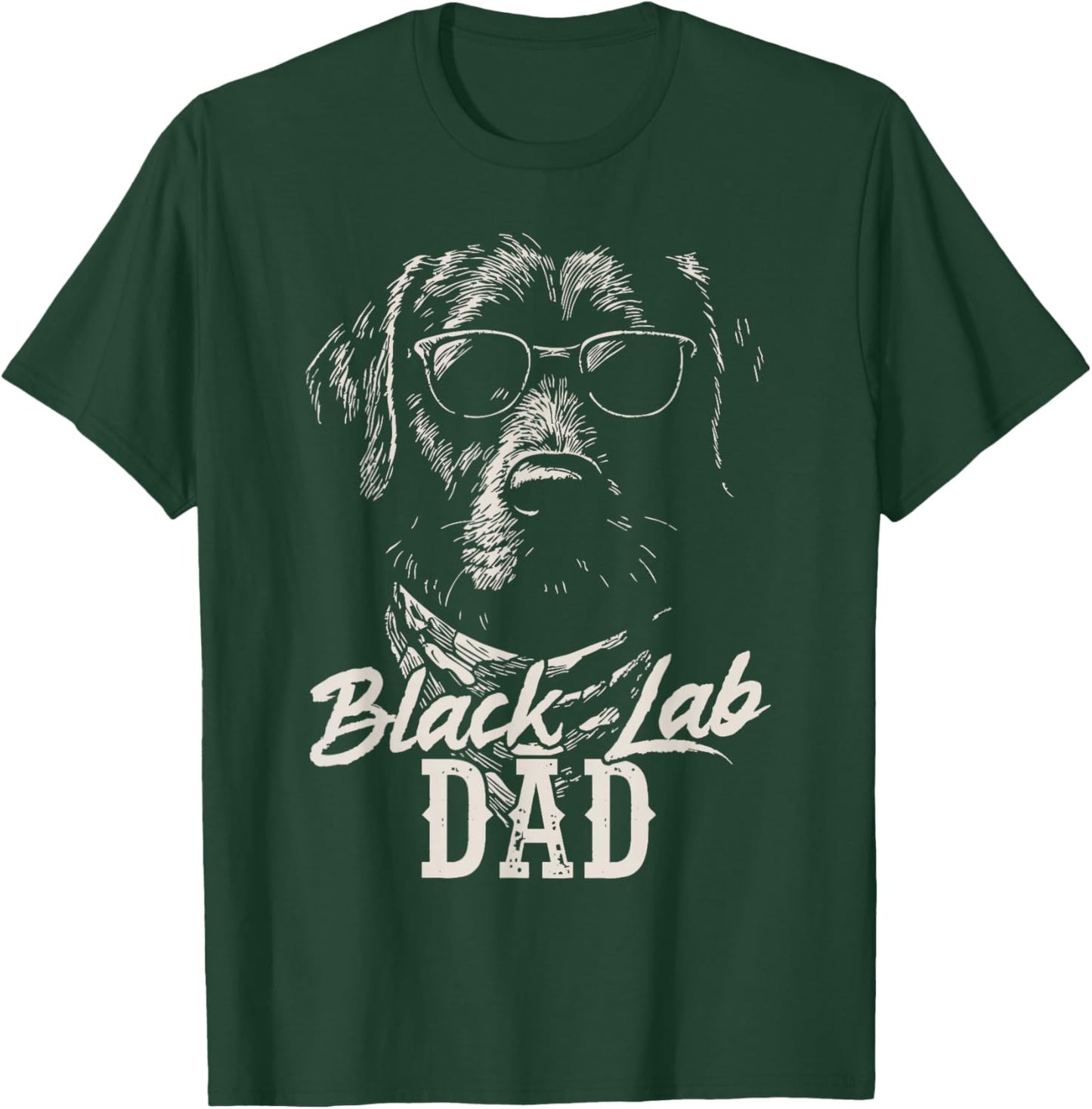 Black Lab Dad Hunting Dog Marsh Scene Sunset Vintage T-Shirt - T-Shirt | Forest