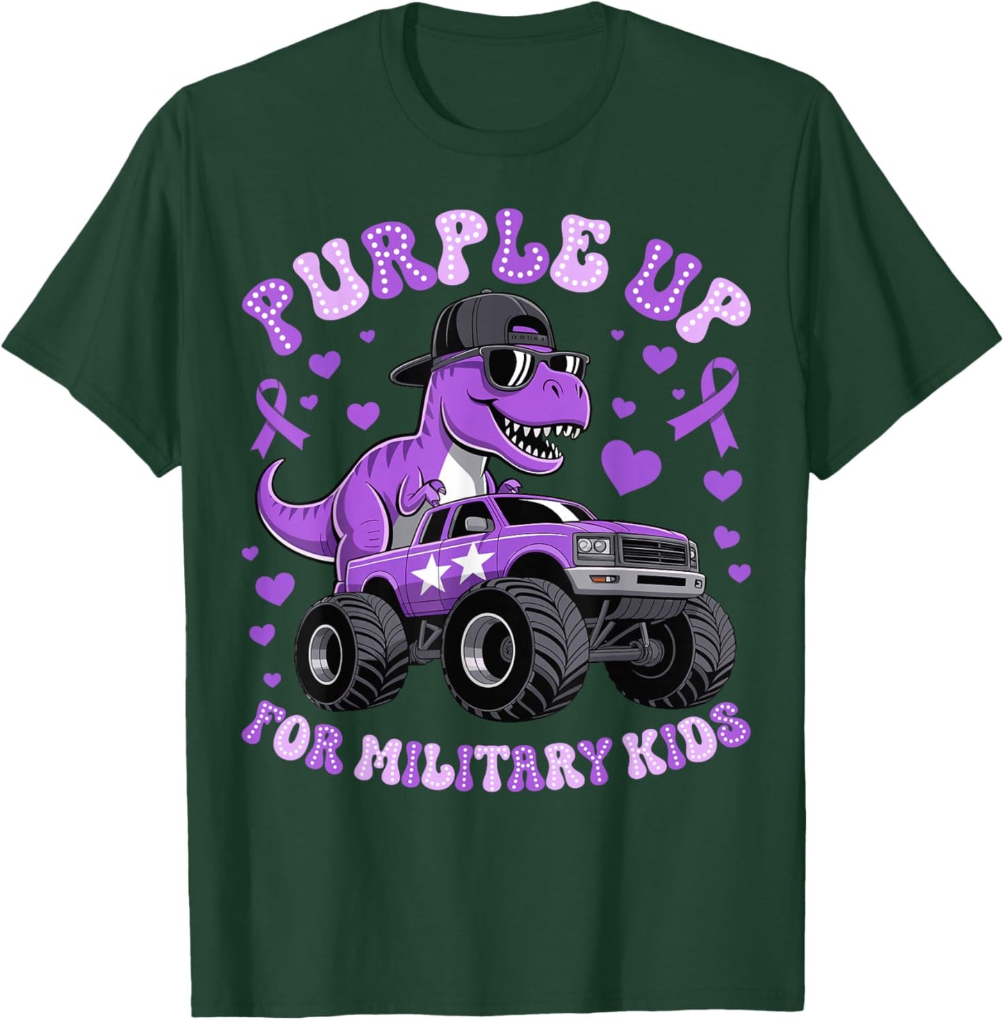 Purple Up Military Kids Military Child Month Monster Truck T-Shirt - T-Shirt | Forest