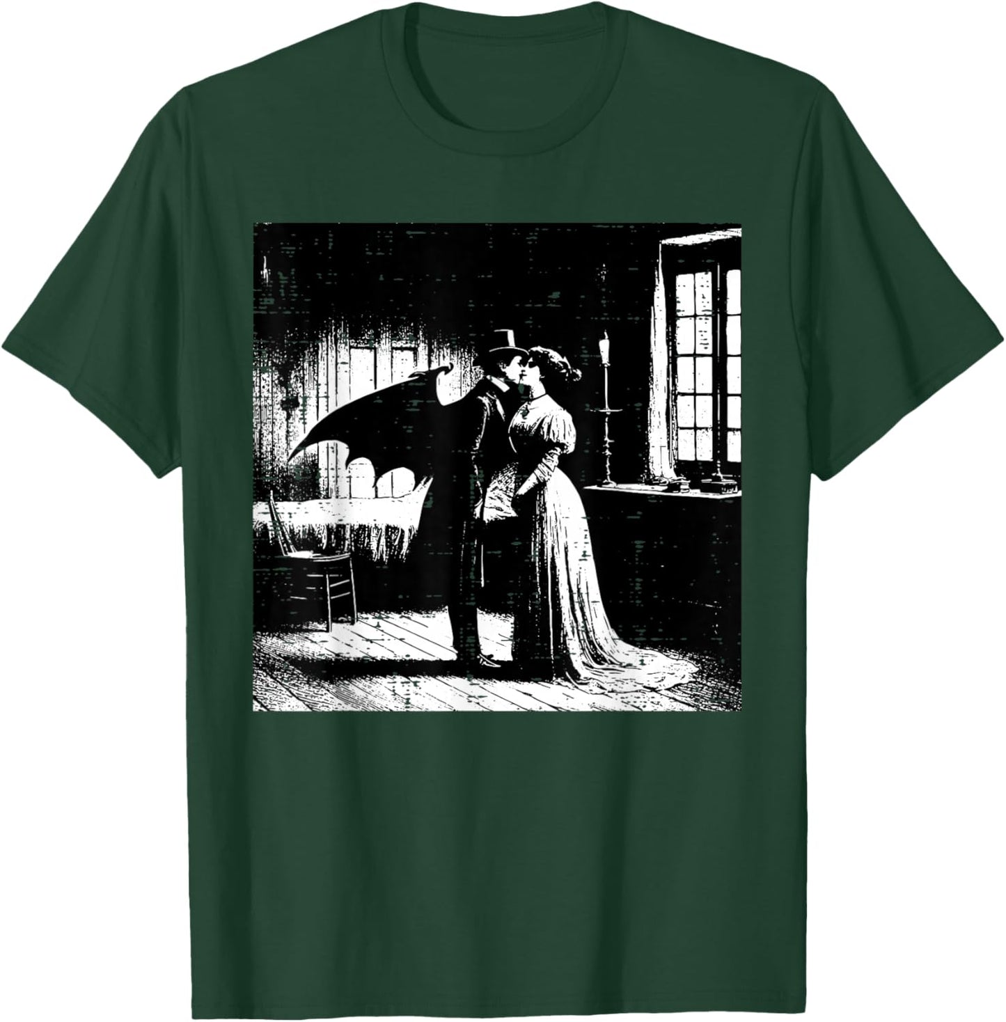 Halloween Vampire Kissing Woman Vintage Costume Men Women T-Shirt - T-Shirt | Forest