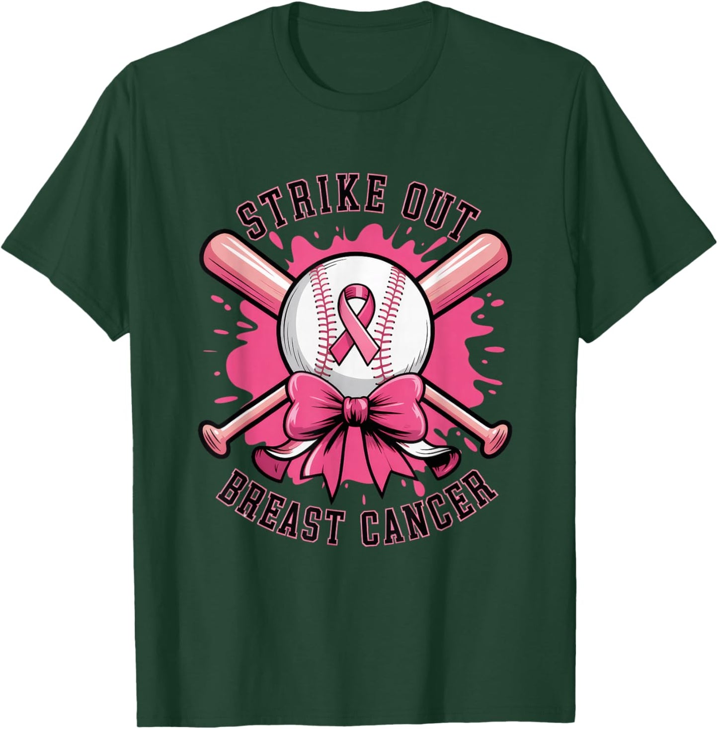 Strike Out Breast Cancer Baseball Pink T-Shirt - T-Shirt | Forest