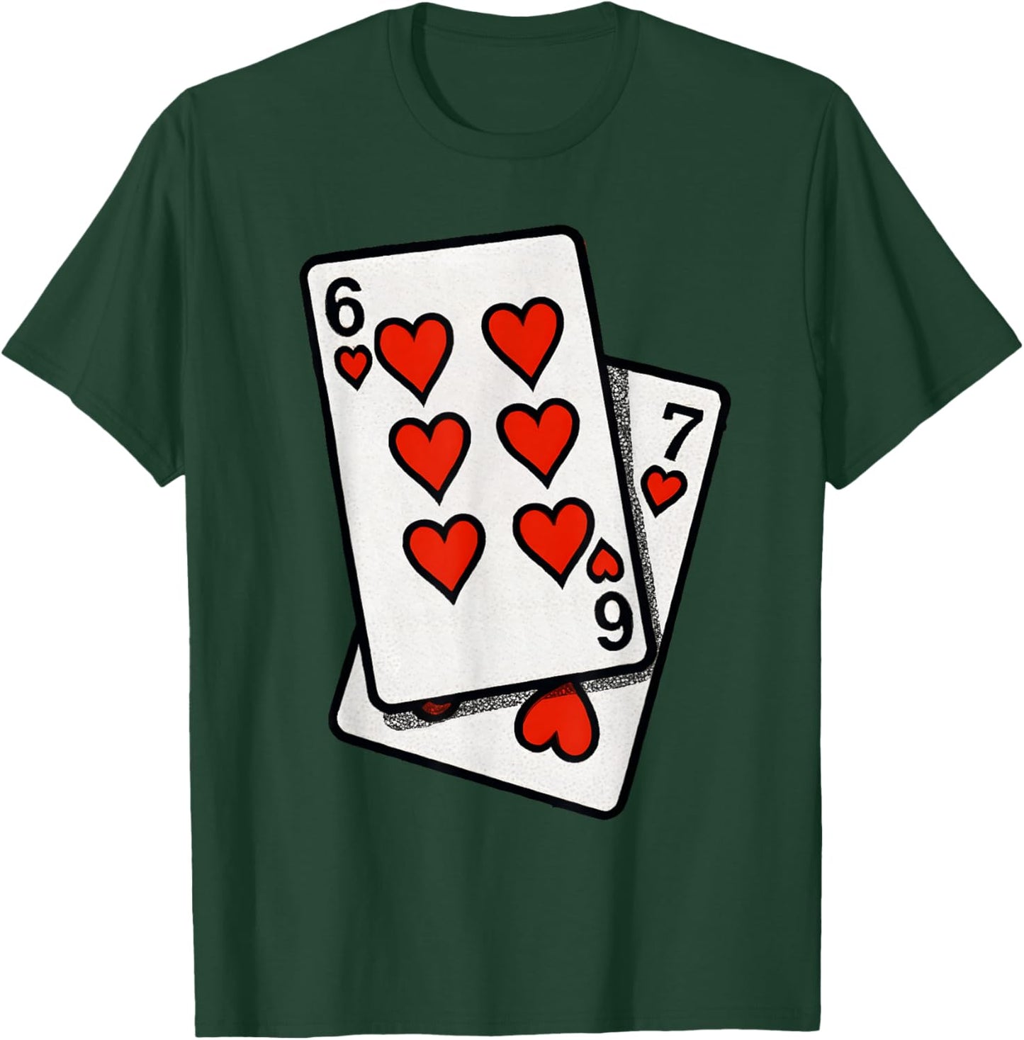 Funny Six Seven 6-7 Playing Cards Hearts Valentines Day 67 T-Shirt - T-Shirt | Forest