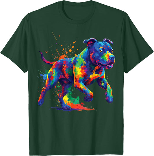 Pit Bull Dog Colorful T-Shirt - T-Shirt | Forest